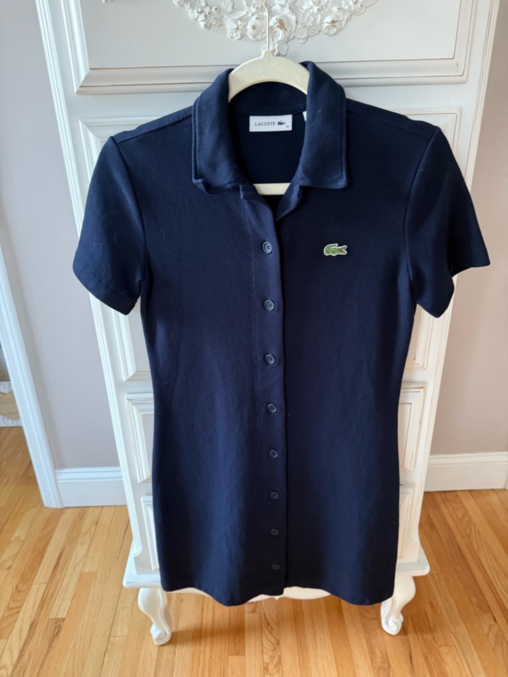 Lacoste Women's Organic Cotton Buttoned Polo Dress - Size 34